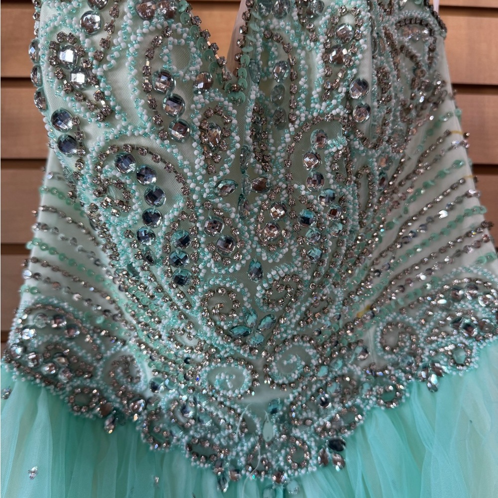Fiesta Beaded Aqua Blue Prom Dress - Picture 2 of 4